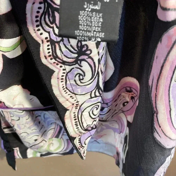 Bebe floral silk bamboo ring deep  v neck too - Picture 6 of 9